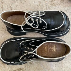 Vintage John Fluevog Leather Upper Black White Unisex Oxford England Size 9/11